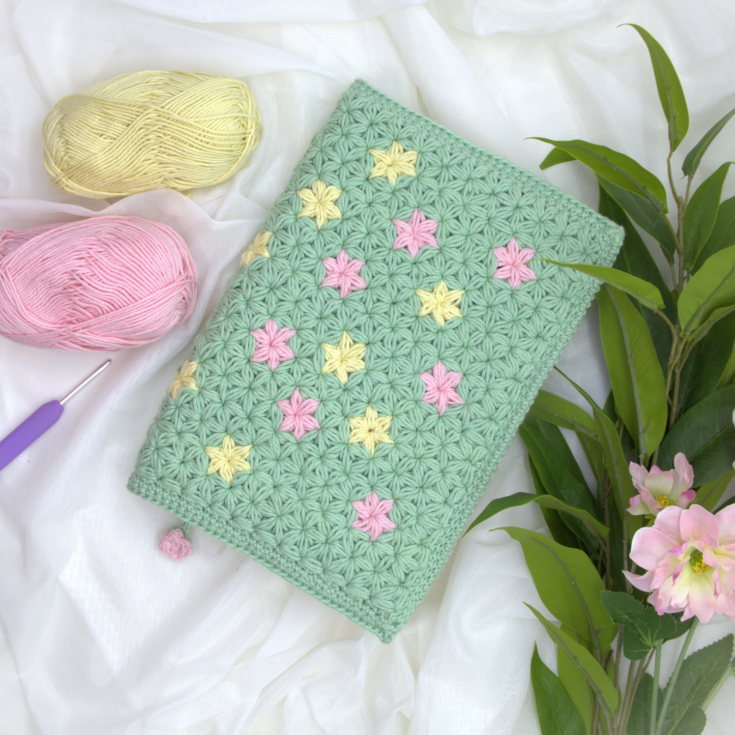 Sprinkle of Jasmine Book Cover Crochet Pattern (Digital PDF Download)