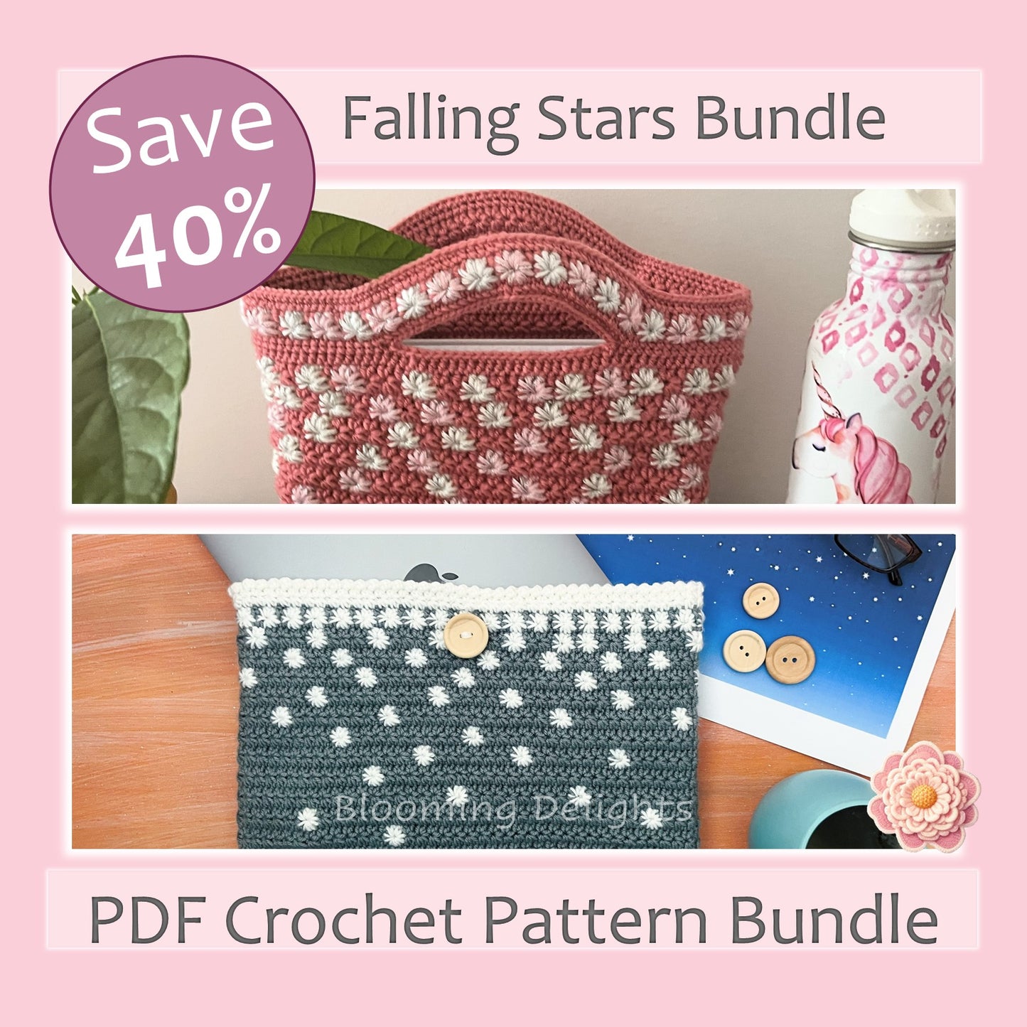 Falling Stars Bundle –2-in-1 Crochet Patterns (Digital PDF Download)