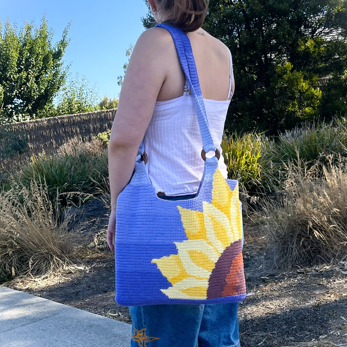 Sunflower Bloom Gradient Bag - Premium Crochet Pattern (Digital PDF Download)