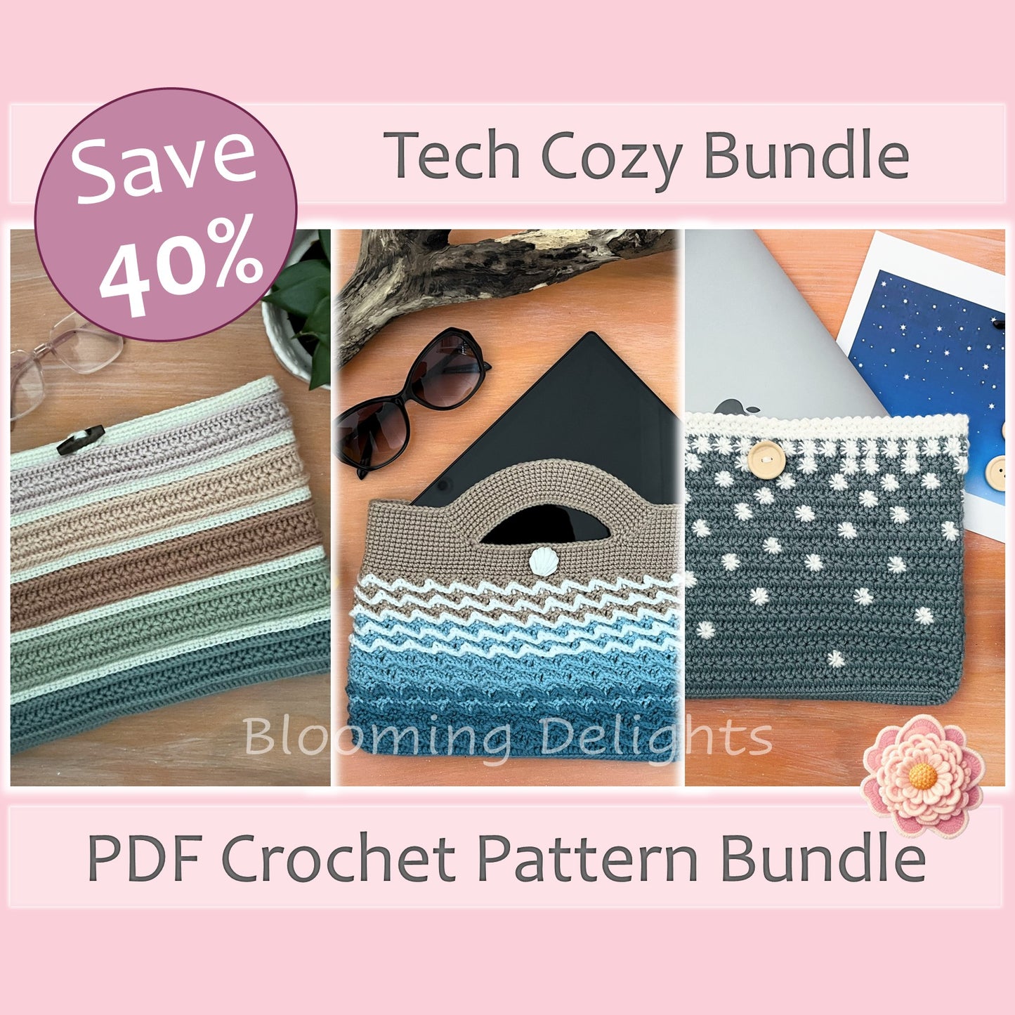 Tech Cozy Bundle – 3-in-1 Crochet Patterns (Digital PDF Download)
